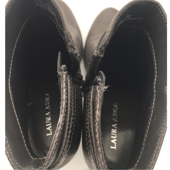 Laura Ashley Grey Reptile Print SIce Buckle Vegan Booties with Almond Toe size 7 - Picture 14 of 16